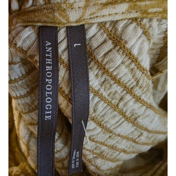 Anthropologie Seersucker Smocked Puff-Sleeve Crop Top Size L Chartreuse Floral - Picture 7 of 8